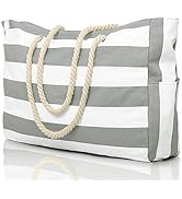 Beach Bags for Women, Large Waterproof Beach Tote Bag with Zipper Beach Bags Waterproof Sandproof...