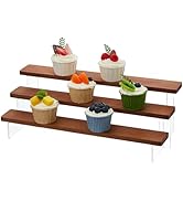 DICOSMETIC 3-Tier Display Shelf Stand Acrylic Wooden Display Stand Shelf Figure Stands Tiered Org...