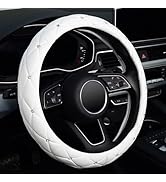 KAFEEK Diamond Soft Leather Steering Wheel Cover with Bling Bling Crystal Rhinestones, Universal ...