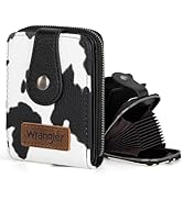 Montana West X Wrangler Cow Print Wallet Women Small Credit Card Holder with Rfid Blocking Zip Cr...