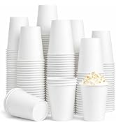 Biotakeware Paper Coffee Cups 12 oz, 100 Pack White Disposable Cups for Hot & Cold Beverages, Stu...