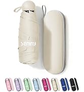 Seniny Mini Portable Travel Umbrella with Case - Compact Umbrellas for Rain & Sun UV Protection f...