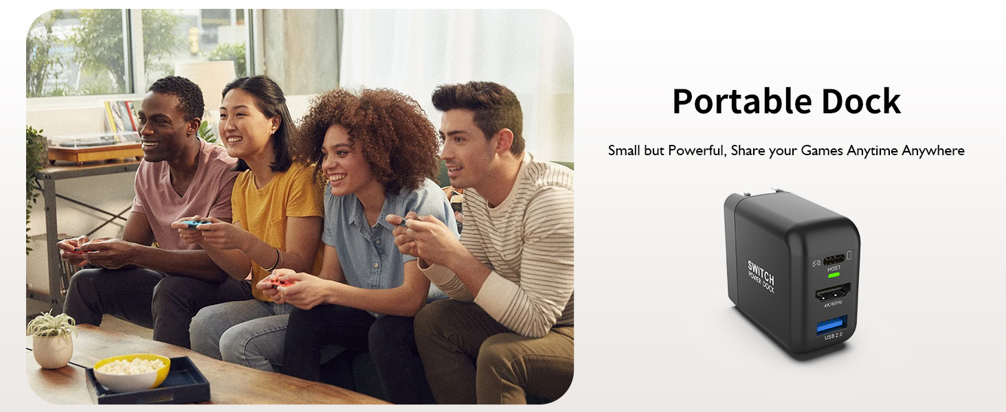 Portable Switch Dock, Small but Powerful, Share your games anytimes anywhere