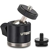 UTEBIT Ball Head with 1/4" Hotshoe Camera Mount Adapter 360 Degree Rotatable Aluminum Tripod Head...
