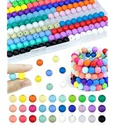 180PCS FIVEIZERO Small Silicone Beads, 30 Colors 9mm Focal Bead Rubber Round Bead Mixed Color Sil...