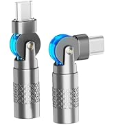 Gavynx [2-Pack 60W USB C Right Angle Adapter, 180° Swivel USB C Male to Female Connector with LED...