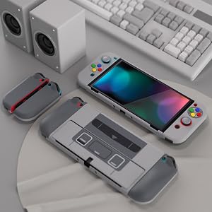Dockable Hard Shell for Switch OLED w/Thumb Grip Caps & Button Caps