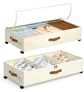 Yecaye Under Bed Storage with Wheels, 2Pack Under Bed Storage Containers, Under Bed Shoe Storage ...