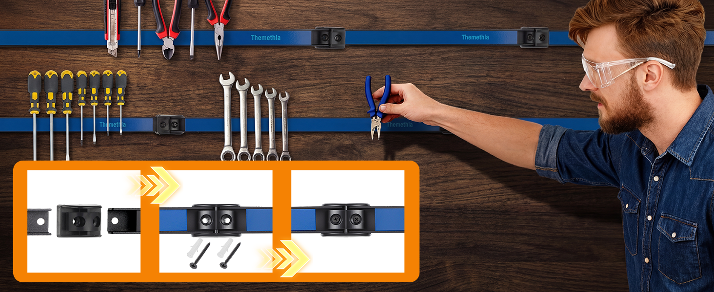Magnetic Tool Holder Rack Set Magnet Tool Strip Workshop Garage Organization Bar