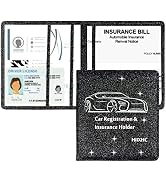 Car Registration and Insurance Holder, 5.5 x 5 Inch PU Leather Vehicle Glove Box Organizer Wallet...