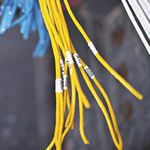 Rhino labels wrapped around wires