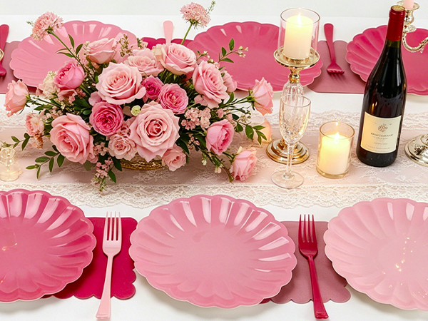 35 Guests Gradient pink Plates and Napkins Party Supplies