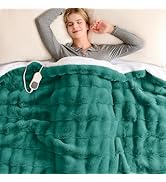 Homemate Heated Blanket Electric Throw - 50"x60" Heating Blanket Throw 1/2/4/6/8 Hours Auto-Off 1...