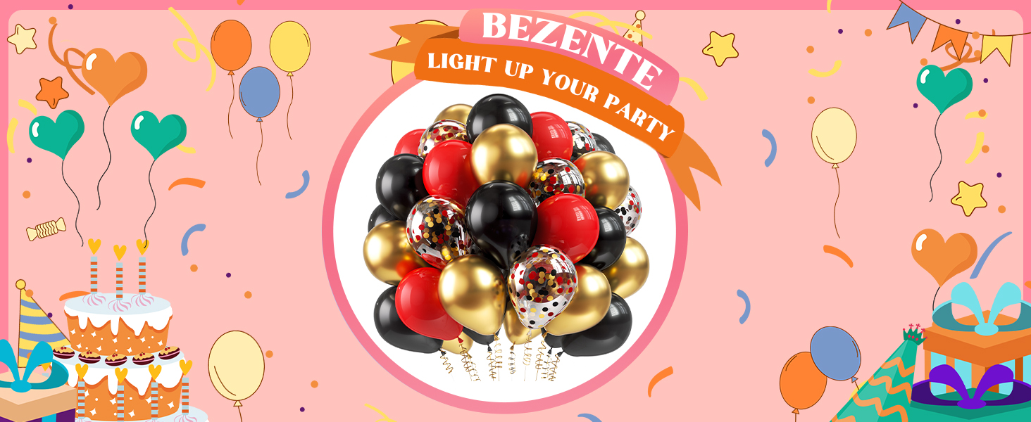 12inch black red gold balloons