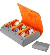 YANHHAN 6-Slot Watch Box for Men, Portable Travel Watch Roll Organizer with Soft Interior - Gray ...