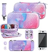 RHOTALL Purple Carrying Case for Nintendo Switch OLED, Cute Storage Case for Switch OLED Accessor...