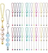 FDKYOEK 30 PCS Beadable Keychain Bars Bulk, Metal Blank Keychain Bars for Beads, DIY Beaded Key C...