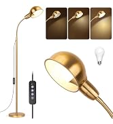 Ruiever Gold Floor Lamp with Flexible Gooseneck and Rotatable Shade,Standing Lamp Include Dimmer ...