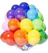 KAWKALSH 120 Balloons Rainbow Set 12 Inches, Assorted Color Latex Balloons Made With Strong Multi...