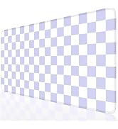 iLeadon Purple Checkered Mouse Pad Mat for Desk, Extended Desk Protector Mat with Smooth Lycra Su...
