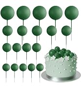 ASTARON 20 Pcs Ball Cake Topper Decorations Mini Balloons Cake Topper Sticks Dark Green Balls Cak...