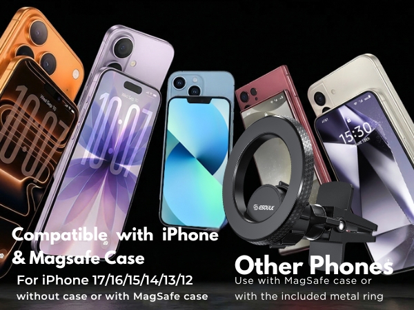 Universal magnetic car mount air vent phone holder compatible with iPhone Samsung Galaxy pixels