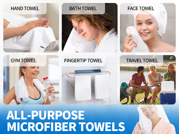 White Microfiber Bathroom Hand Towels