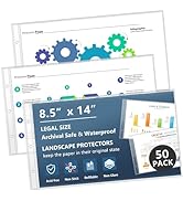 8.5 x 14 Page Protectors, 50Pack, Legal Size Paper Sleeves, Landscape Document Sleeves for 3 Ring...