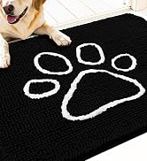 OLANLY Door Mat for Muddy Dog Paws 30x20, Ultra Absorbent Chenille Mud Doormat with Paw Print Des...