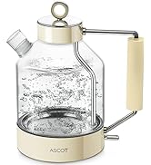 Electric Kettle, ASCOT Glass Electric Tea Kettle 1.6L 1500W Retro Tea Heater & Hot Water Boiler, ...
