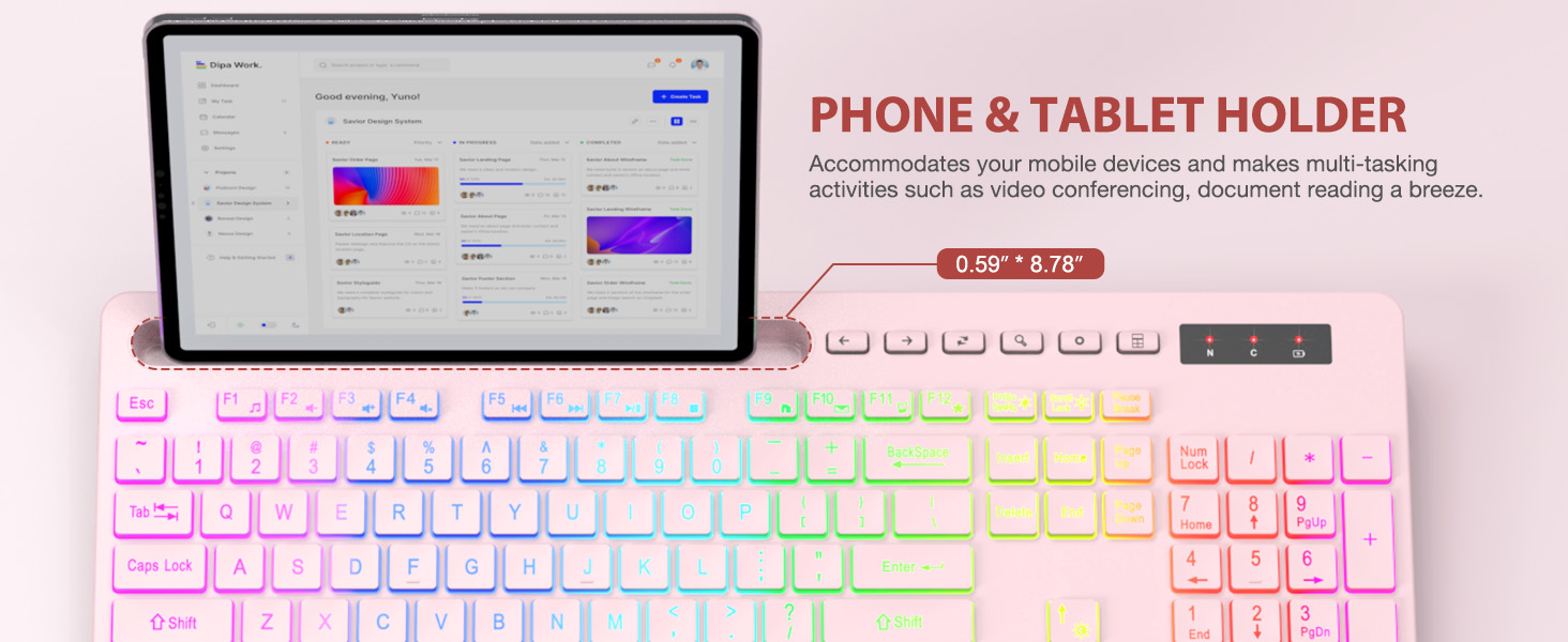 Phone holder keyboard