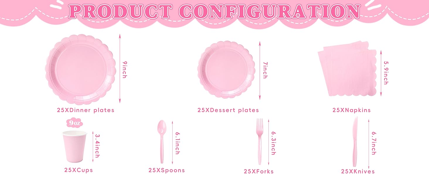 175 pc party tableware for small activities