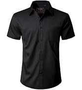 J.VER Mens Short Sleeve Dress Shirts Solid Wrinkle Free Casual Button Down Shirt with Pocket
