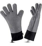 Comsmart BBQ Gloves, Heat Resistant Silicone Grilling Gloves, Long Waterproof BBQ Kitchen Oven Mi...