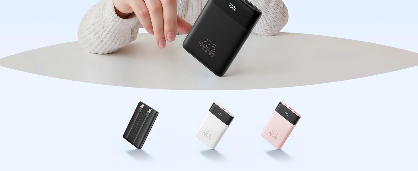 Compact Slim Power Bank, 22.5W Fast Charging, Airline Approved battery backup, 4 Outputs,3 Inputs!