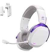 Akko GH300 Wireless Gaming Headphone, Quad-Mode Connectivity White Headset with 50mm Drivers, Vir...