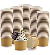 Lawei 100 Pack Paper Ice Cream Cups - 8 Oz Disposable Paper Dessert Bowls for Hot and Cold Food, ...