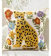 Kokaaee Embroidered Throw Pillow Cover 18x18 Inch - Spring Summer Boho Decorative Animal Pillow C...