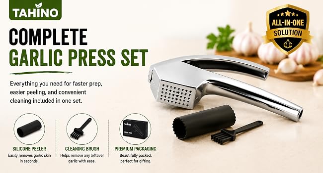 Complete garlic press set