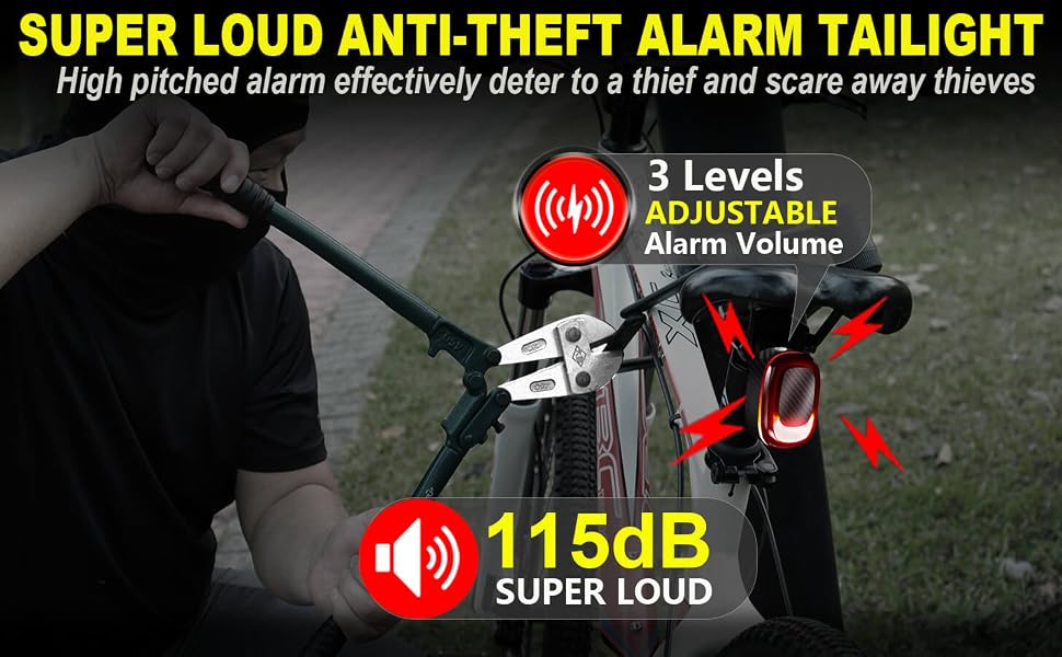 Alarm anti theft loud remote horn wireless security system bike bicycle tail rear back light led