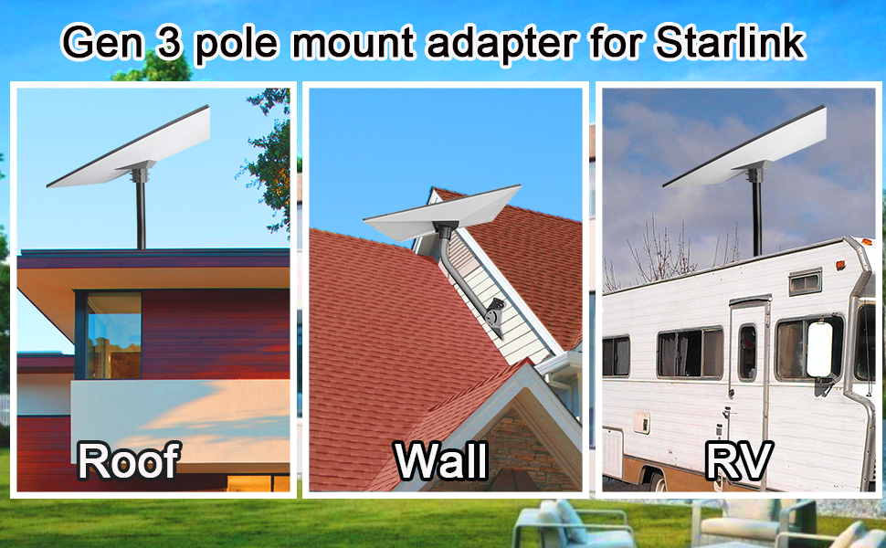 Starlink Gen 3 Pipe Adapter, Pole Mount Adapter Mounting Kit