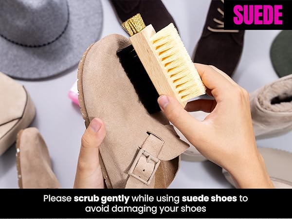 A shoe brush suitable for suede shoes