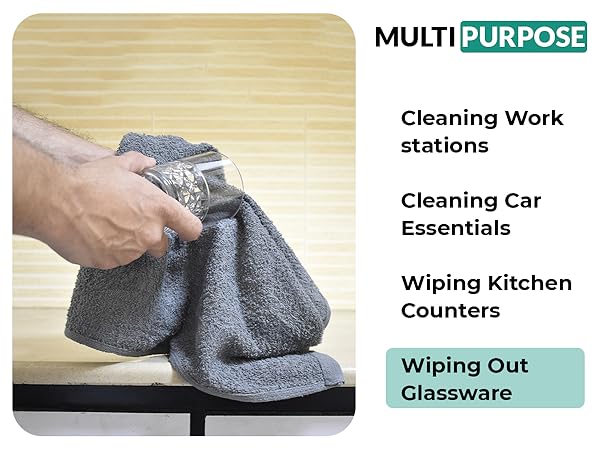 ZUPERIA cleaning cloths, 100% Cotton terry cleaning towels, highly absorbent, home and office use