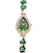 JewelryWe Women's Crystal Teardrop Watch: Analog Quartz Rhinestone Dial Ultra-Thin Gold Tone Case...
