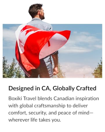 Man with Canadian flag on shoulders outdoors – patriotic Canada travel gear or national pride gift