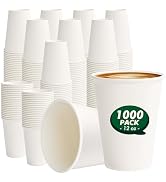 CELLURA 12 oz Paper Coffee Cups 1000 Pack Disposable Hot Coffee Cup 12oz White To Go Cups for Cof...
