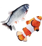 Electric Floppy Fish Cat Toy, Moving Cat Kicker Fish Toy, 11" Realistic Flopping Fish Dog Toy, Pl...