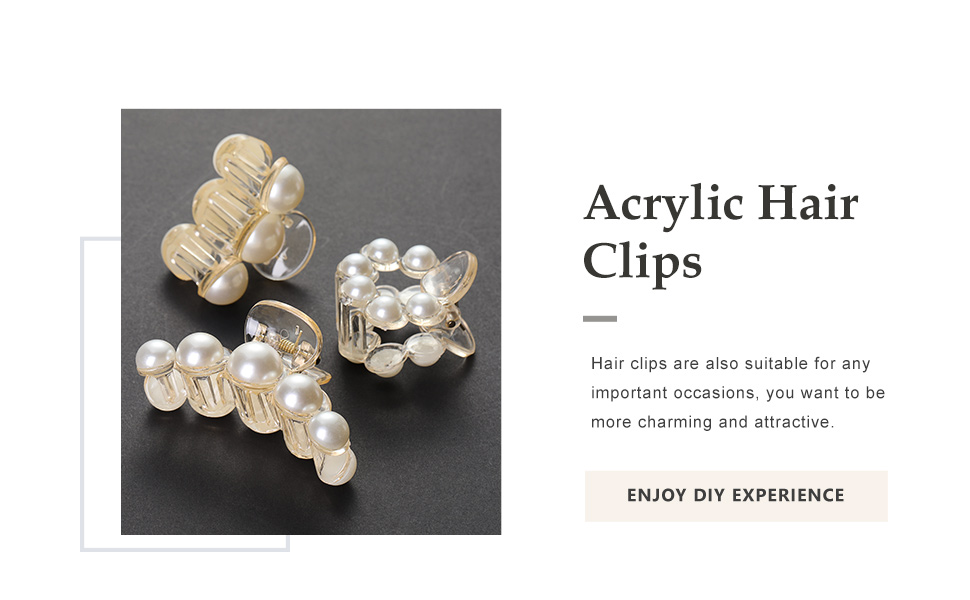 hair clips with pearl plastic hair claw hair accessories for women and girls