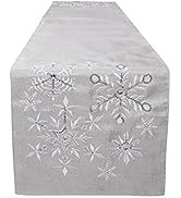 OWENIE Christmas Table Runners, Snowflake Silver Grey Table Runner, Xmas Holiday Tabletop Decor, ...