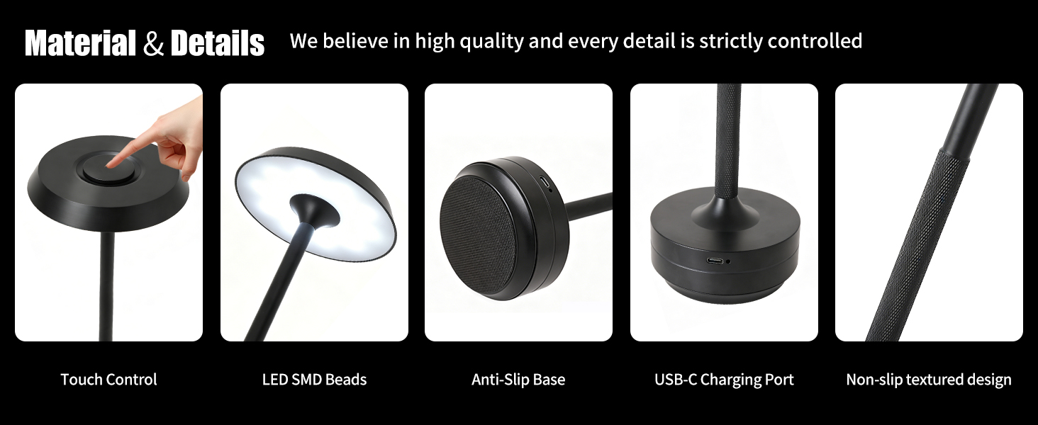 GKKBO Wireless Table Lamp Rechargeable 5000mAh Battery Powered